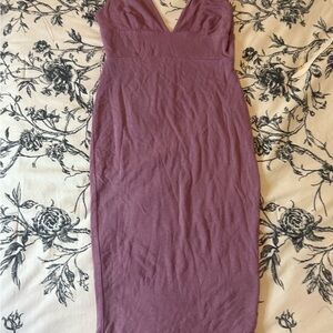 Naked Wardrobe Elegant Mauve Sleeveless Dress. Fitted through the bottom.